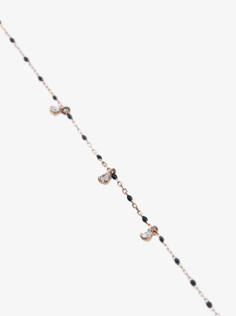 18k Yellow Gold Beaded Three Diamond Necklace