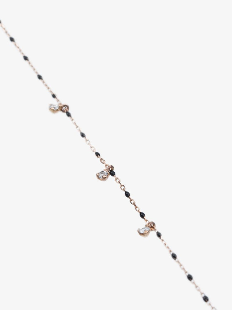 18k Yellow Gold Beaded Three Diamond Necklace