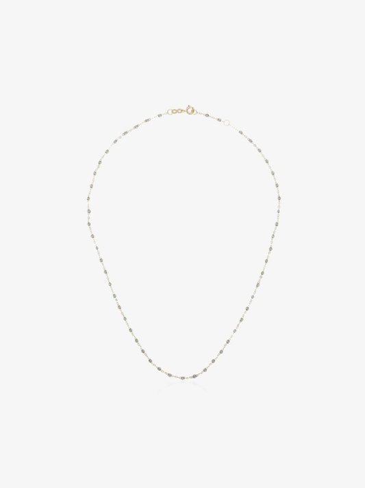 18k Yellow Gold and Silver Tone Bead Necklace