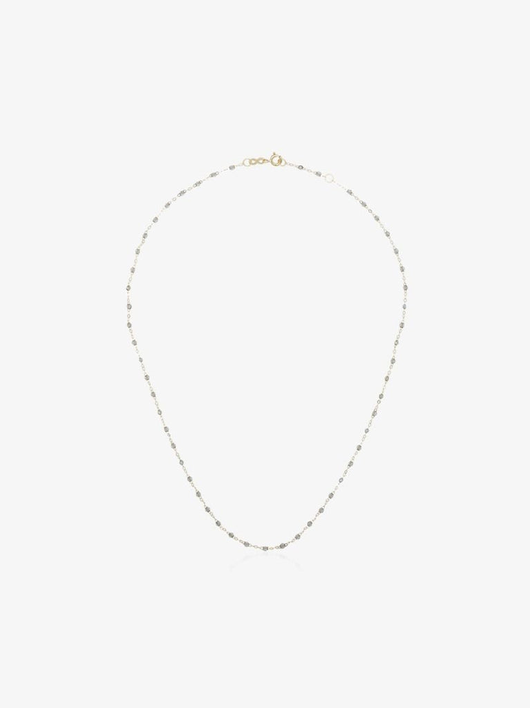 18k Yellow Gold and Silver Tone Bead Necklace