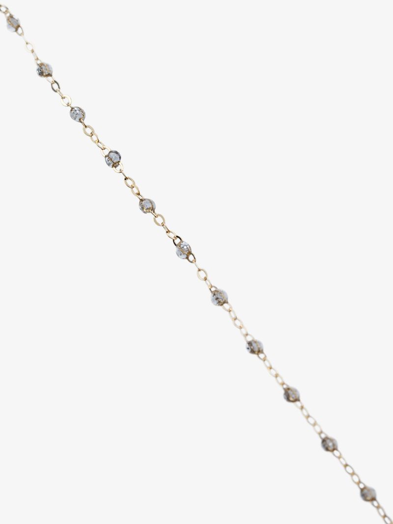 18k Yellow Gold and Silver Tone Bead Necklace