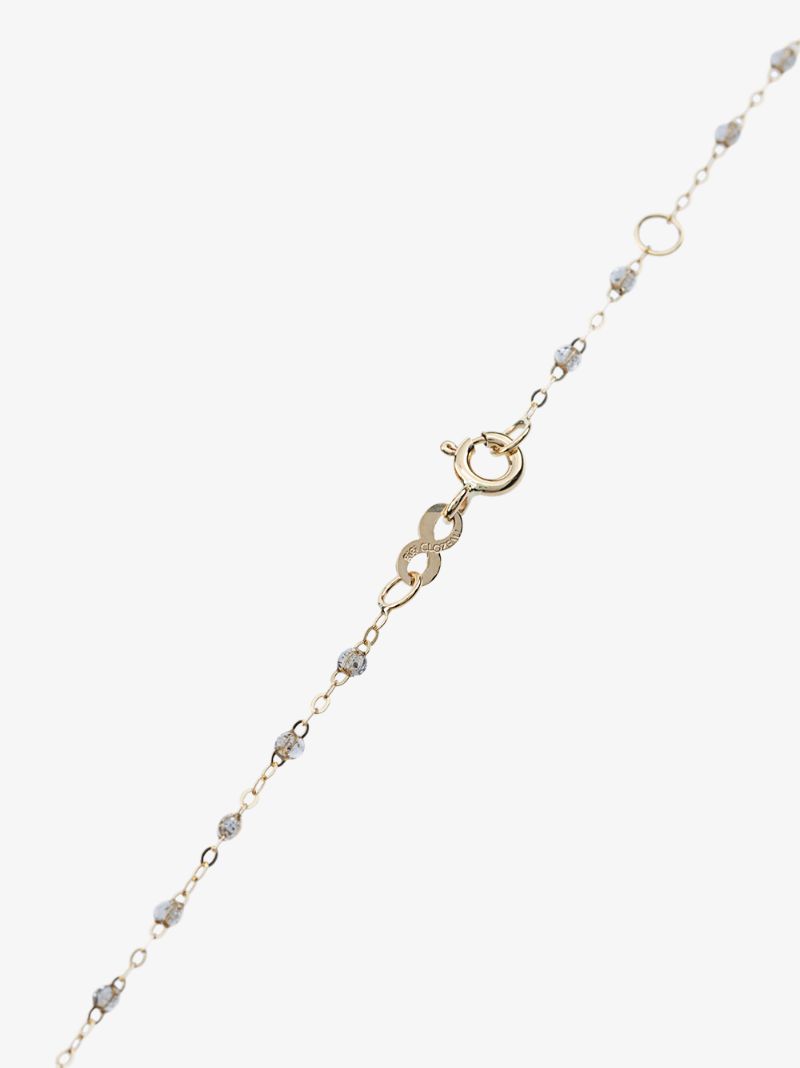 18k Yellow Gold and Silver Tone Bead Necklace