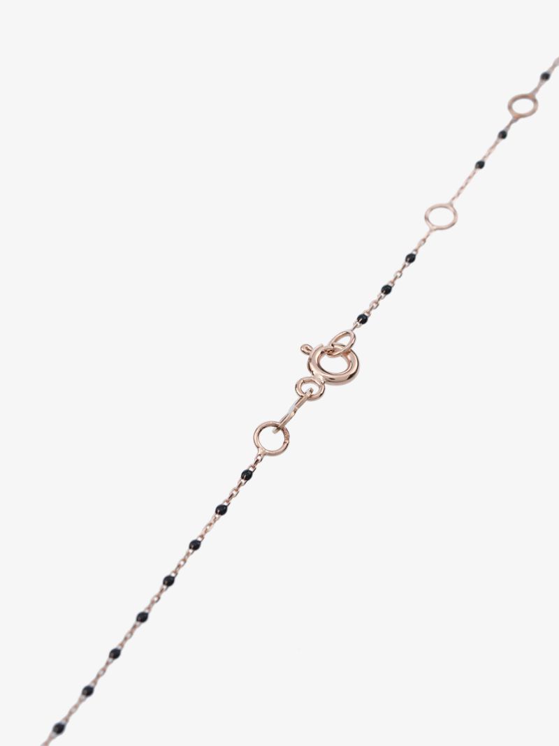 18k Yellow Gold and Black Bead Five Diamond Necklace