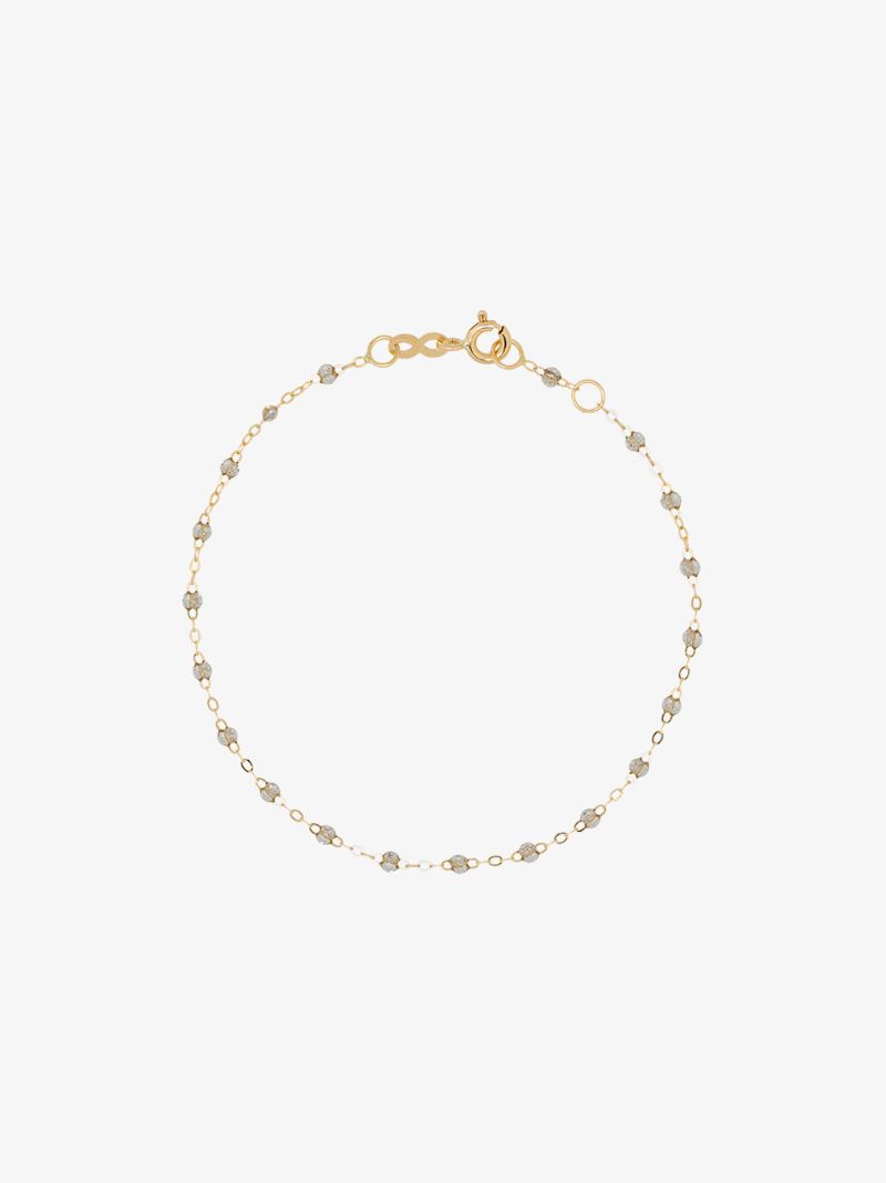 18k Yellow Gold and Grey Beaded Bracelet