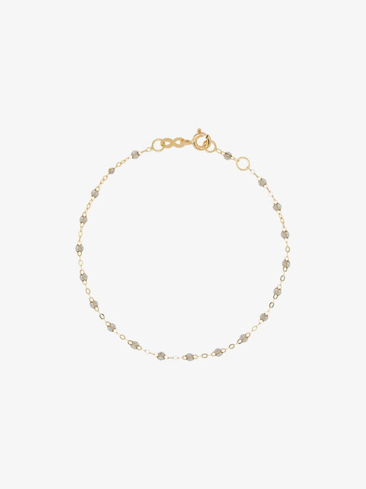 18k Yellow Gold and Grey Beaded Bracelet