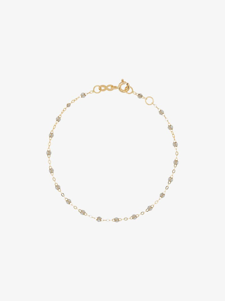 18k Yellow Gold and Grey Beaded Bracelet