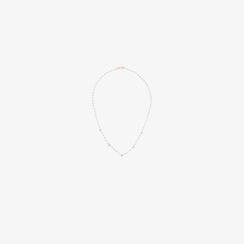 18k Rose Gold Beaded Diamond Necklace