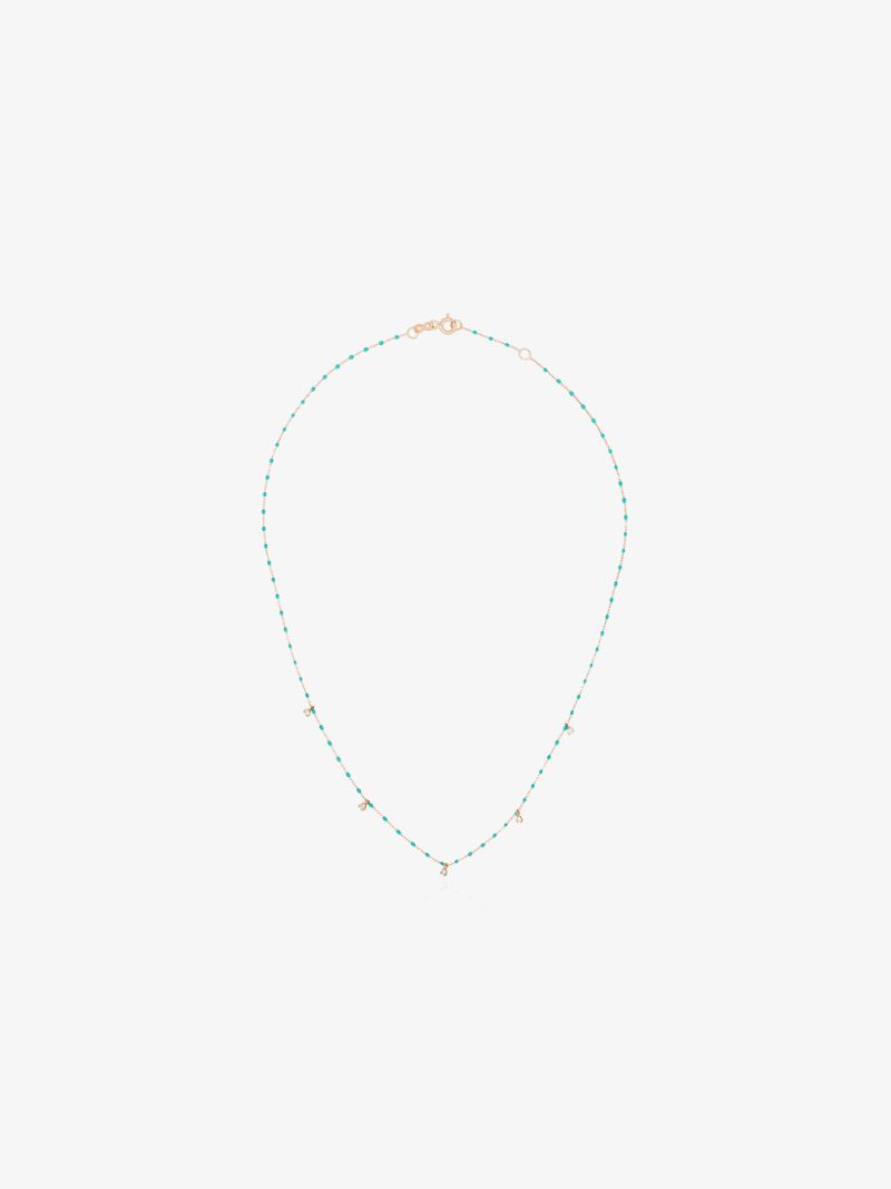 18k Rose Gold Beaded Diamond Necklace