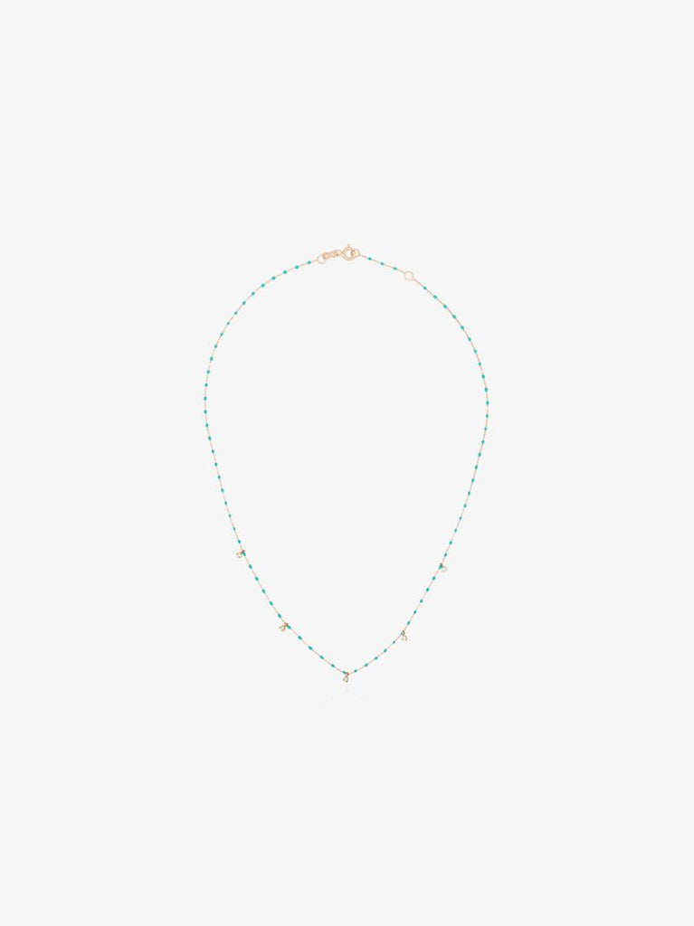 18k Rose Gold Beaded Diamond Necklace