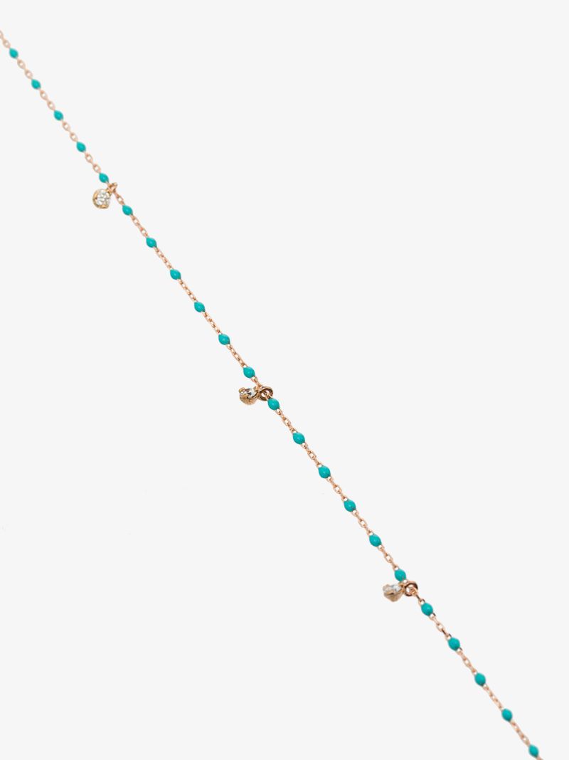 18k Rose Gold Beaded Diamond Necklace