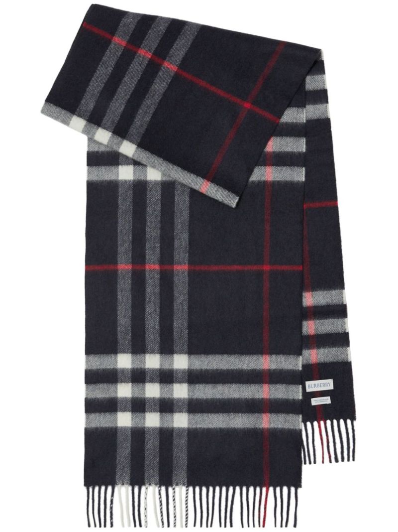 Blue Vintage Check Cashmere Scarf