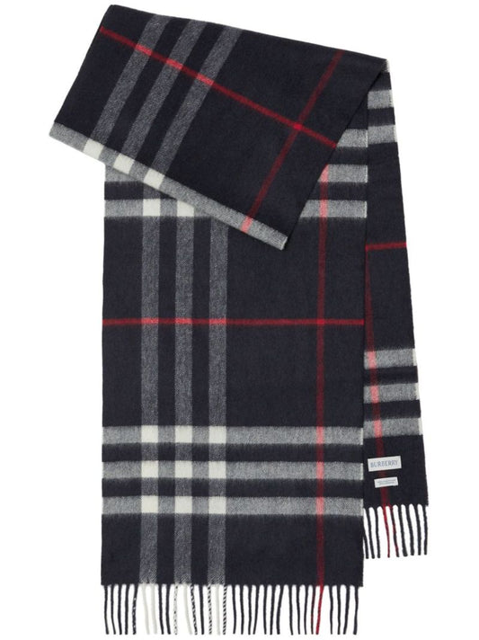 Blue Vintage Check Cashmere Scarf