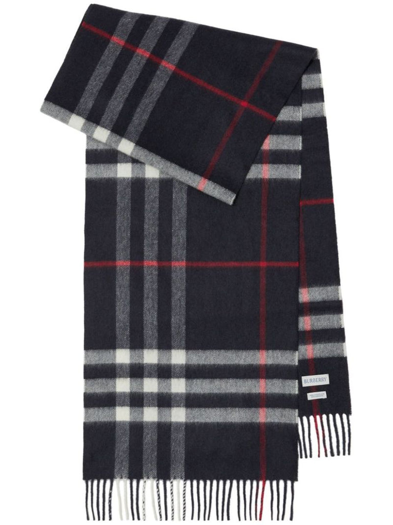 Blue Vintage Check Cashmere Scarf