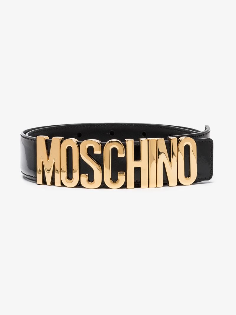 Black Logo Leather Belt