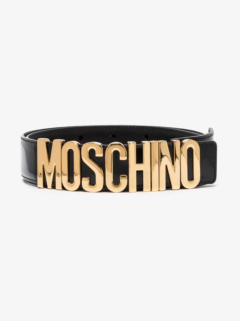 Black Logo Leather Belt