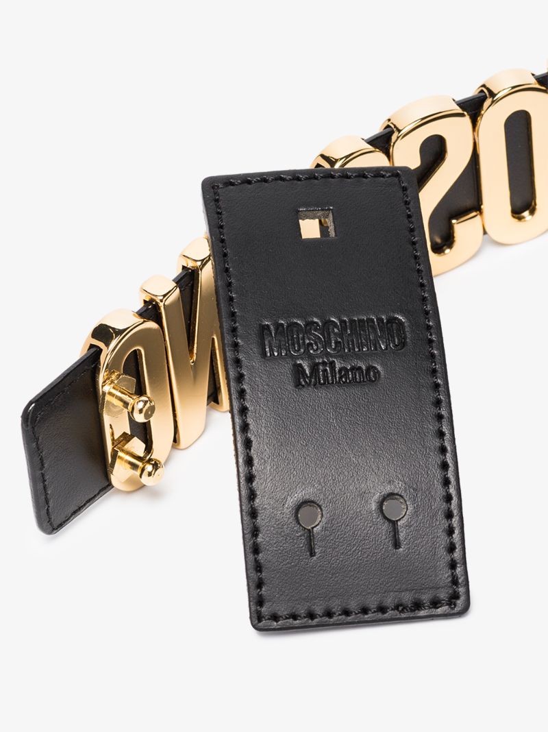 Black Logo Leather Belt