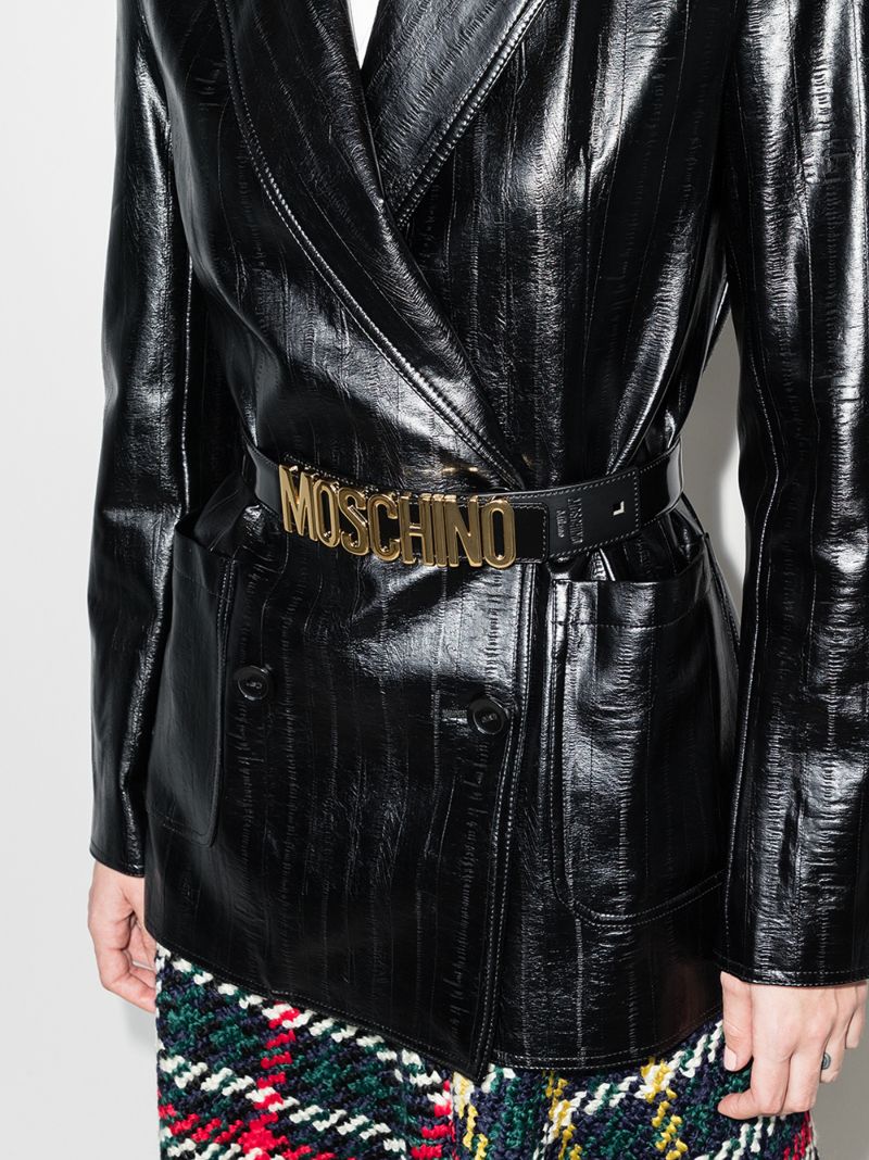 Black Logo Leather Belt