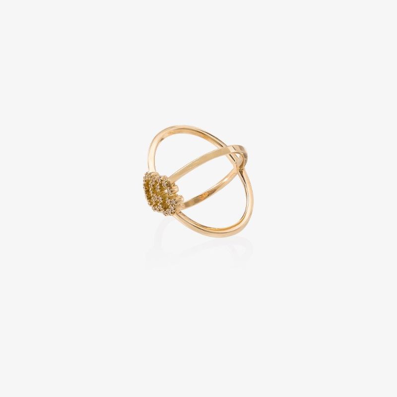 18k Yellow Gold Gg Running X Ring with Diamonds