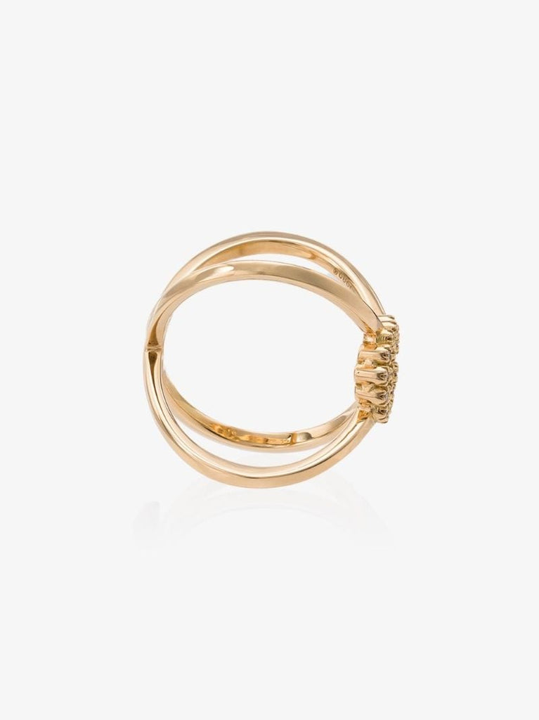 18k Yellow Gold Gg Running X Ring with Diamonds