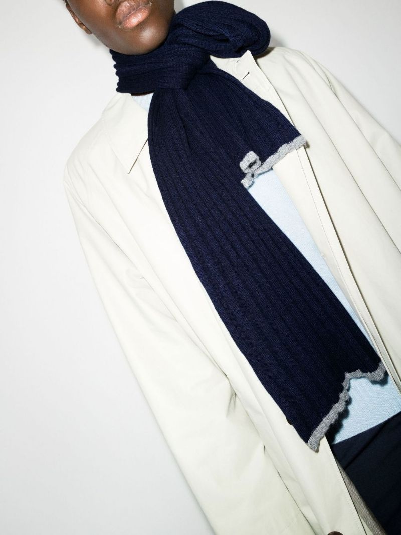 Blue Knitted Cashmere Scarf