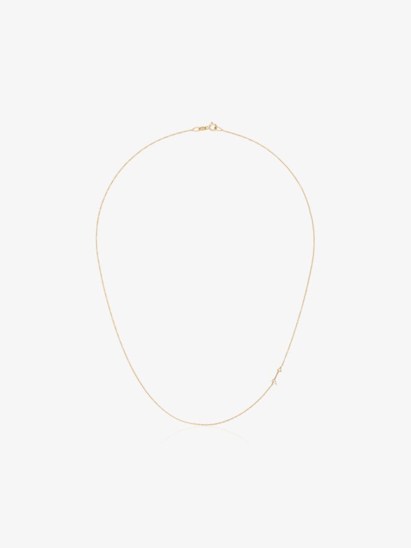 18k Yellow Gold Mini Arrow Diamond Necklace