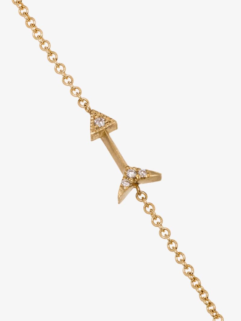 18k Yellow Gold Mini Arrow Diamond Necklace