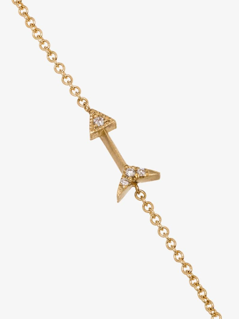 18k Yellow Gold Mini Arrow Diamond Necklace