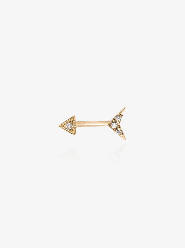 18k Yellow Gold Mini Arrow Diamond Stud Earring