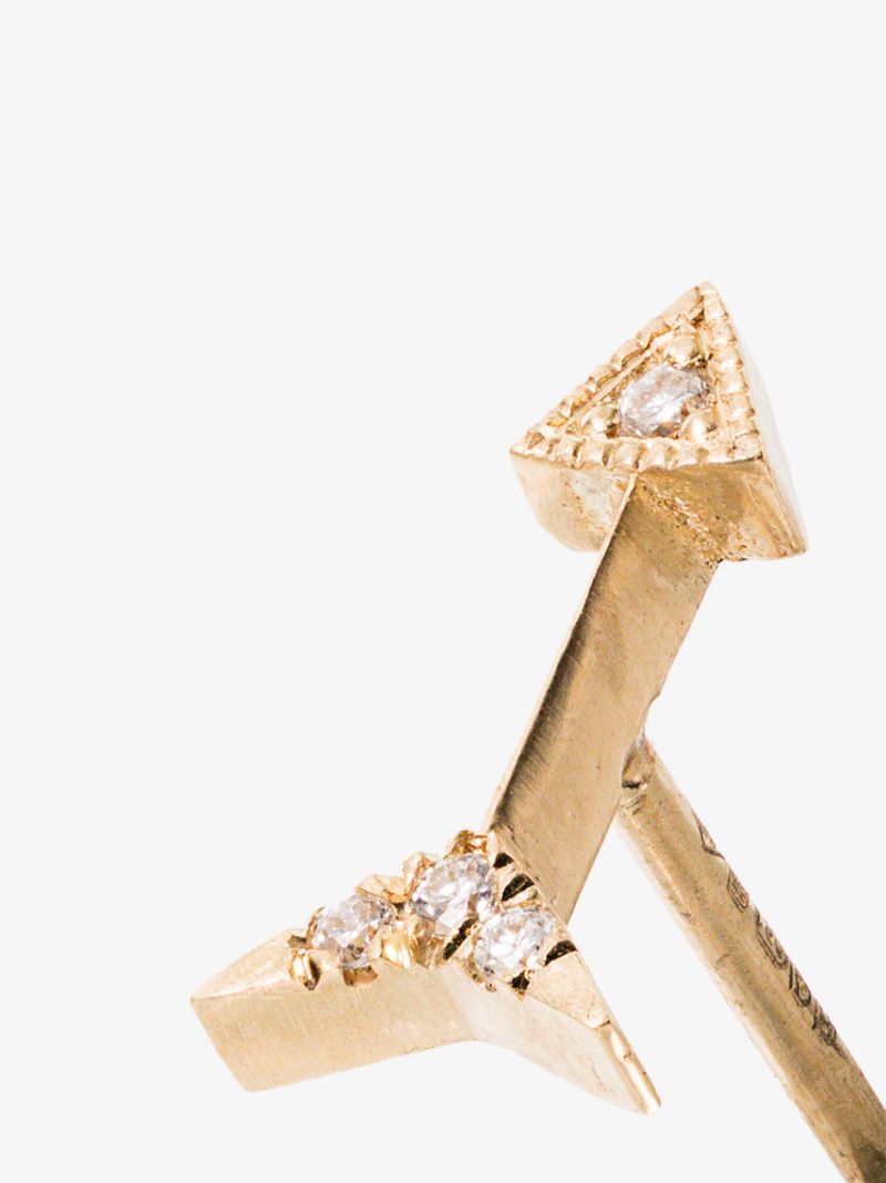 18k Yellow Gold Mini Arrow Diamond Stud Earring