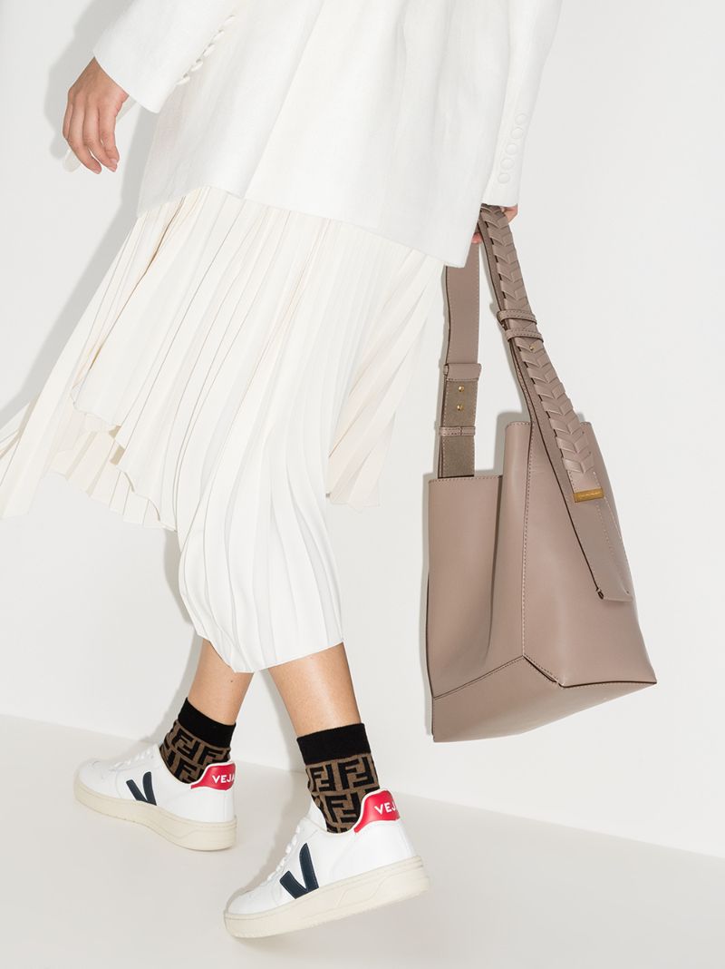 White V-10 Leather Sneakers