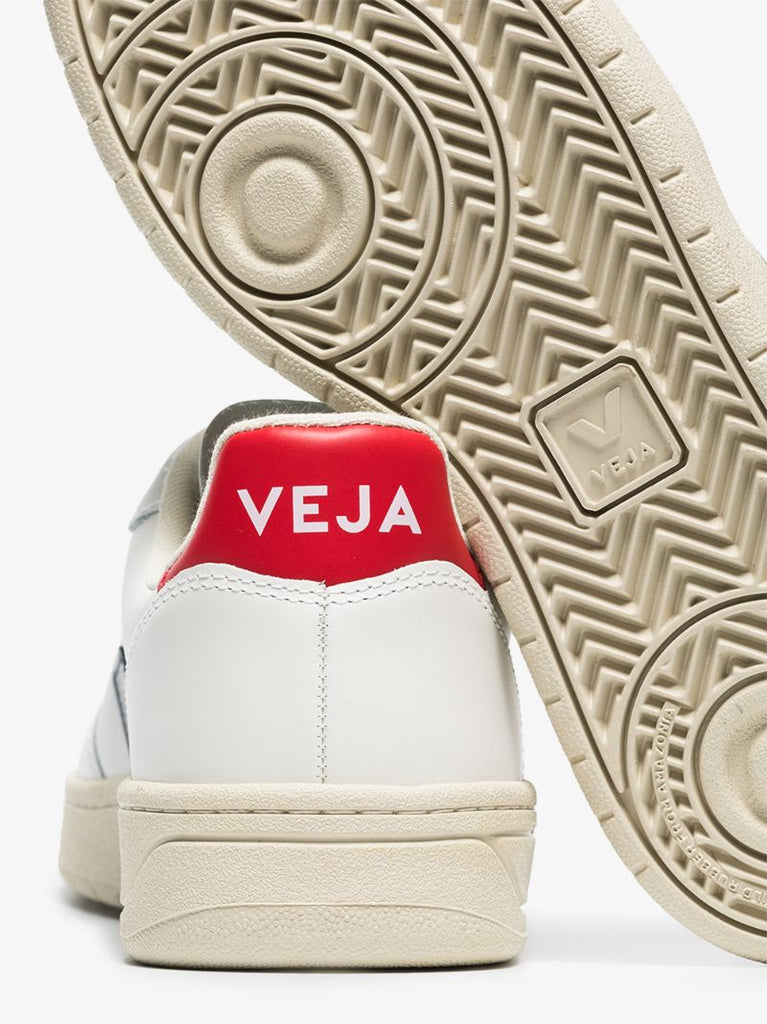 White V-10 Leather Sneakers
