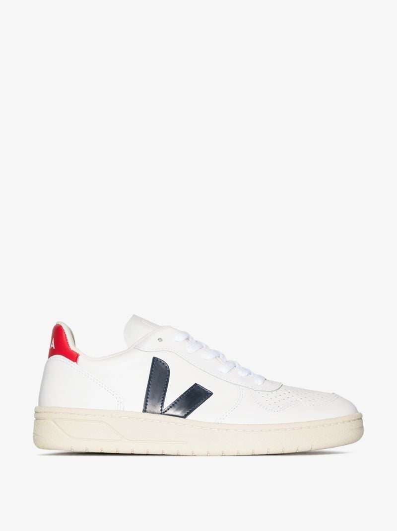 White V-10 Leather Sneakers