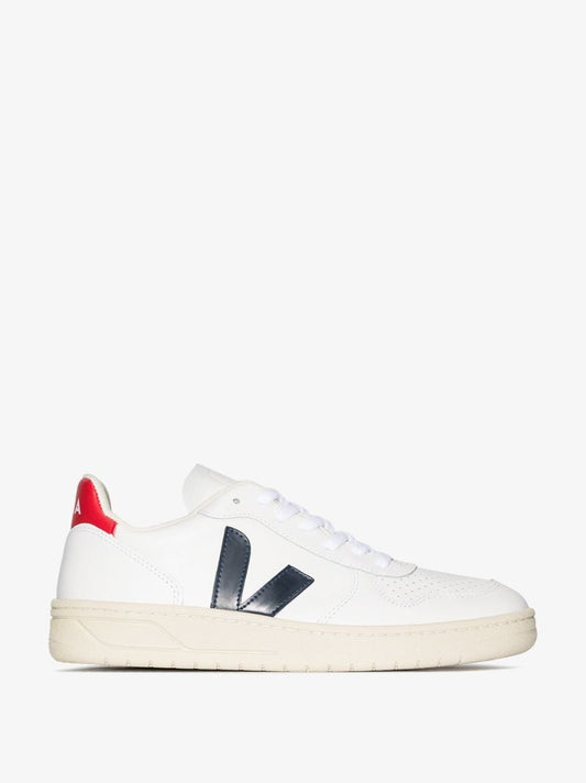 White V-10 Leather Sneakers
