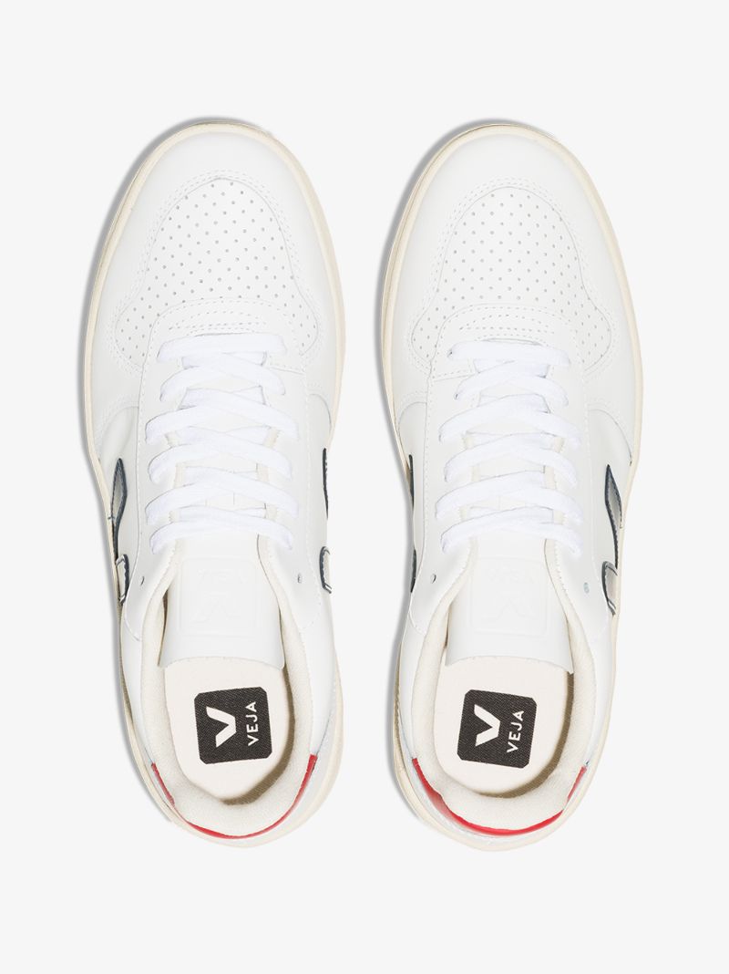 White V-10 Leather Sneakers