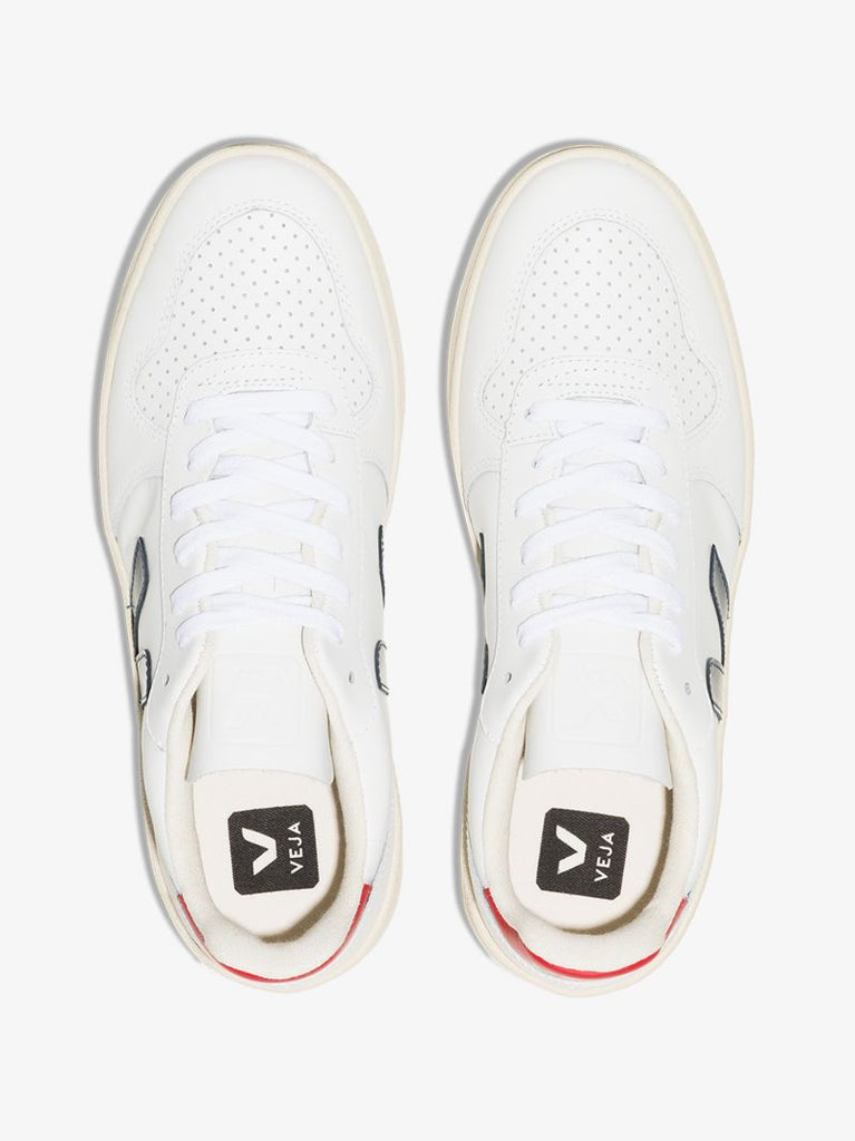 White V-10 Leather Sneakers
