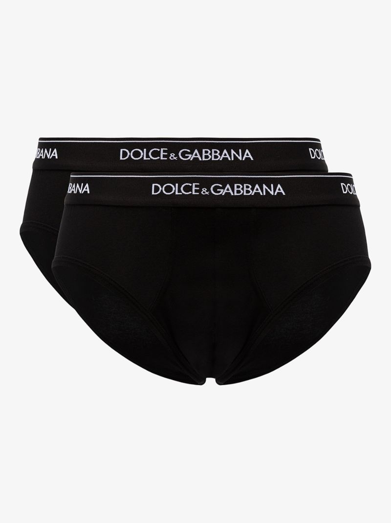 Black Logo Cotton Briefs Set