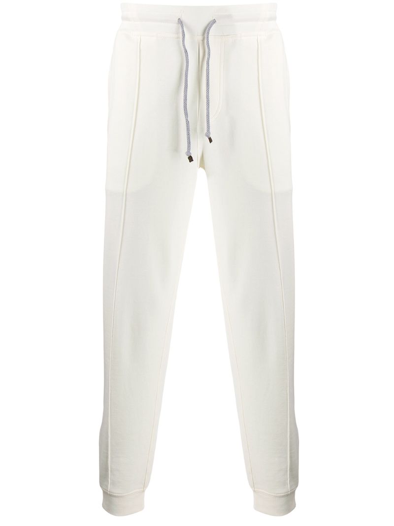 White Zipped-cuffs Cotton Track Pants