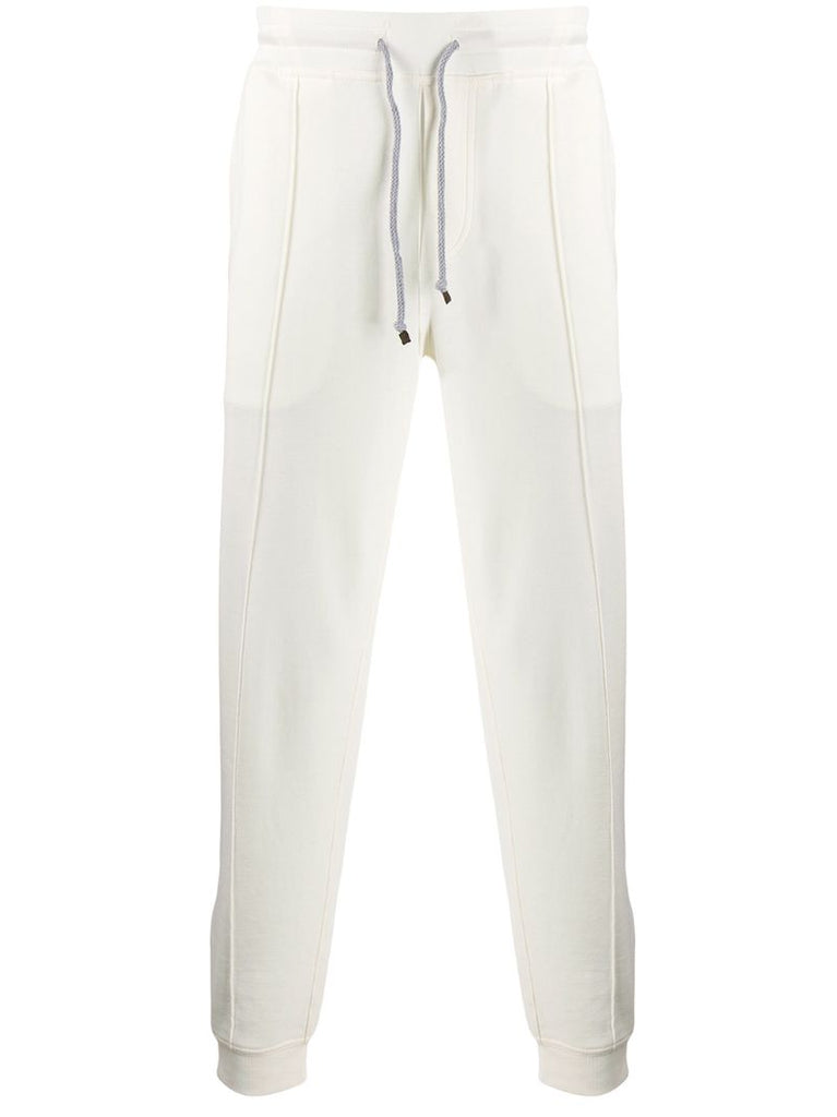 White Zipped-cuffs Cotton Track Pants