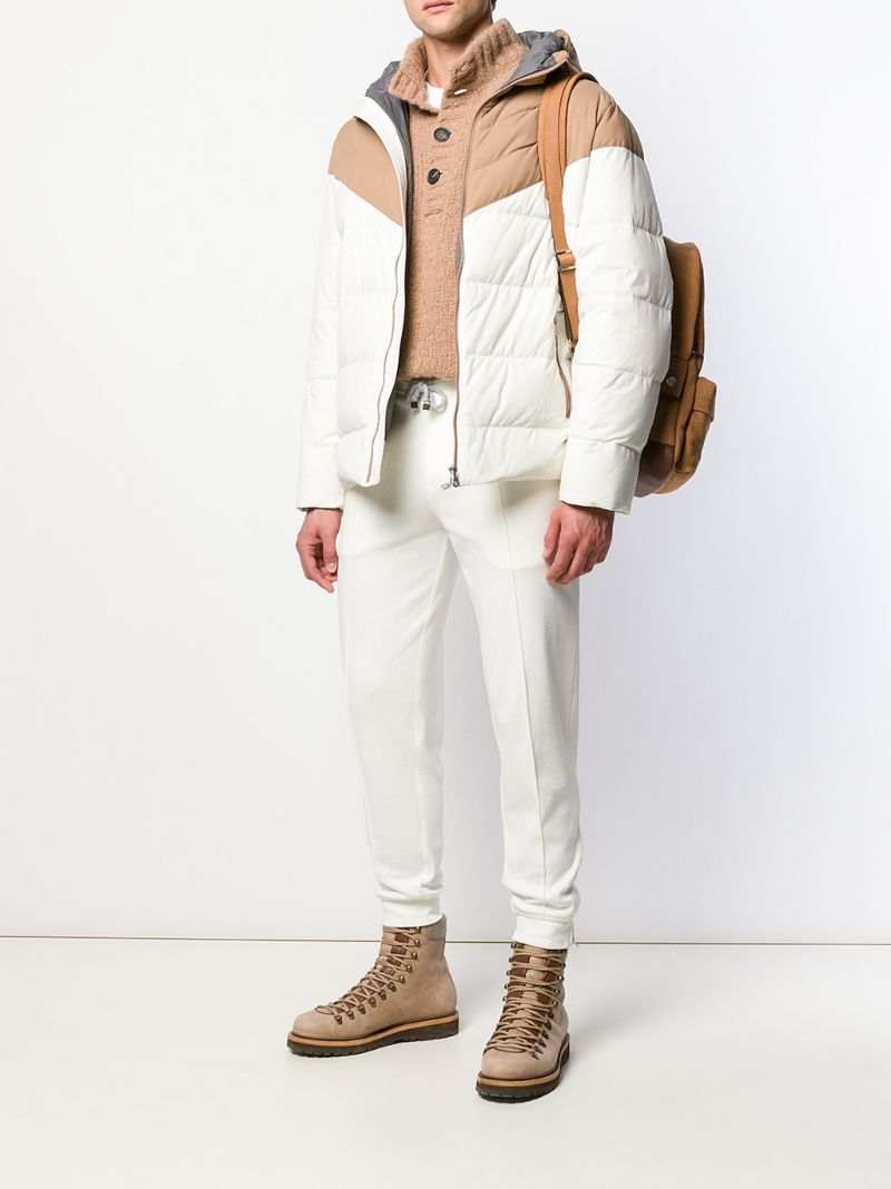 White Zipped-cuffs Cotton Track Pants