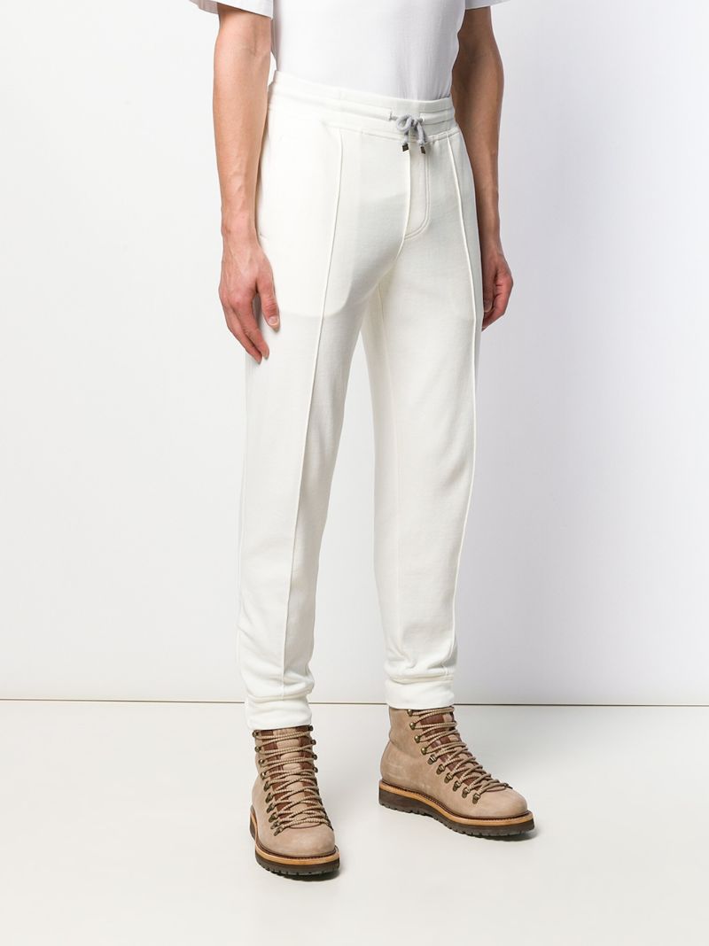 White Zipped-cuffs Cotton Track Pants