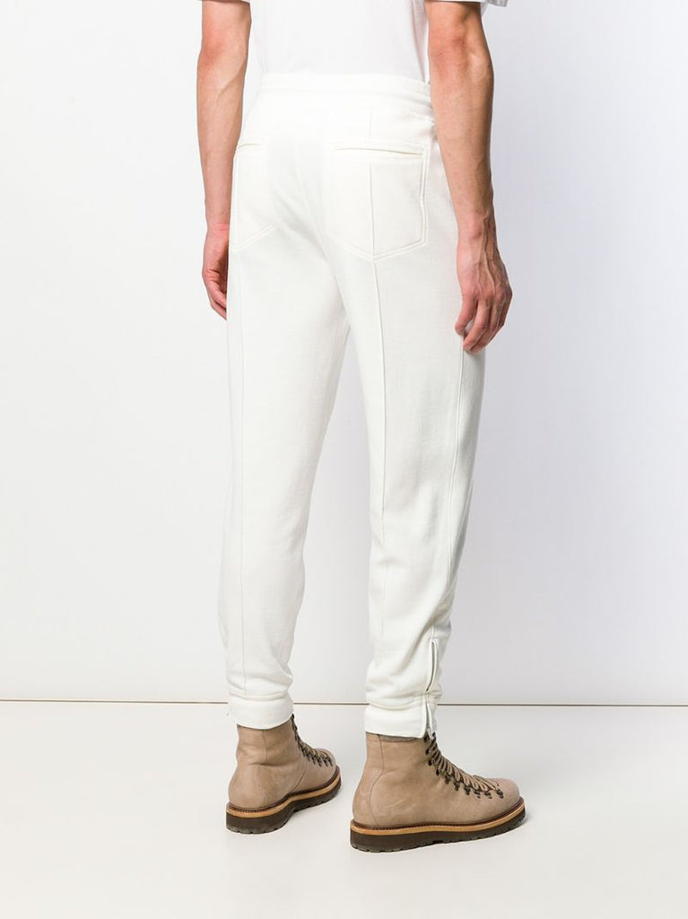 White Zipped-cuffs Cotton Track Pants