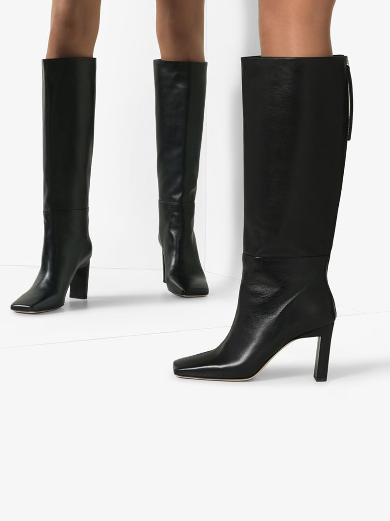 Black Isa 85 Knee-high Leather Boots