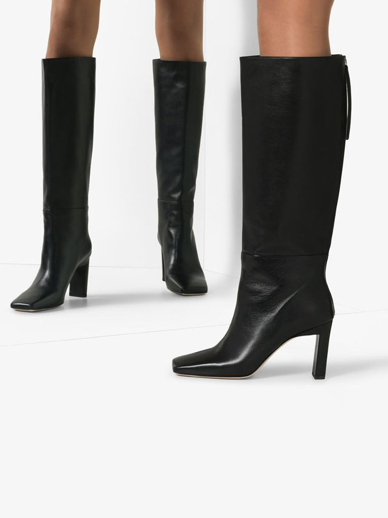 Black Isa 85 Knee-high Leather Boots