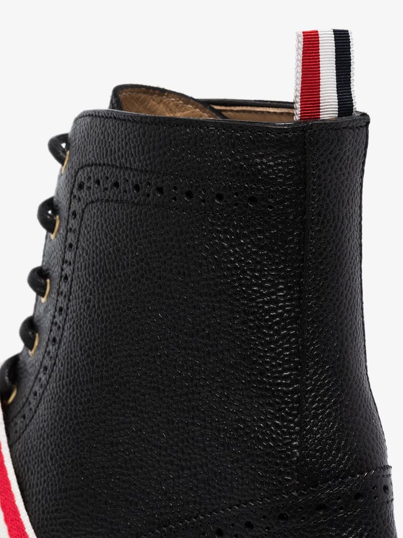 Black Wing Tip Leather Boots