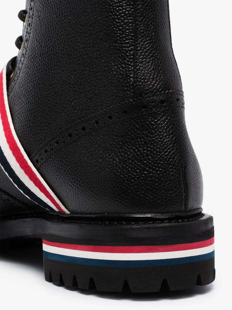 Black Wing Tip Leather Boots