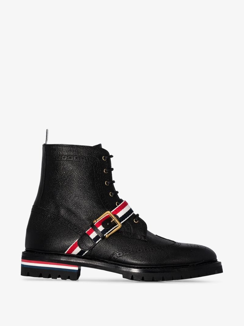 Black Wing Tip Leather Boots