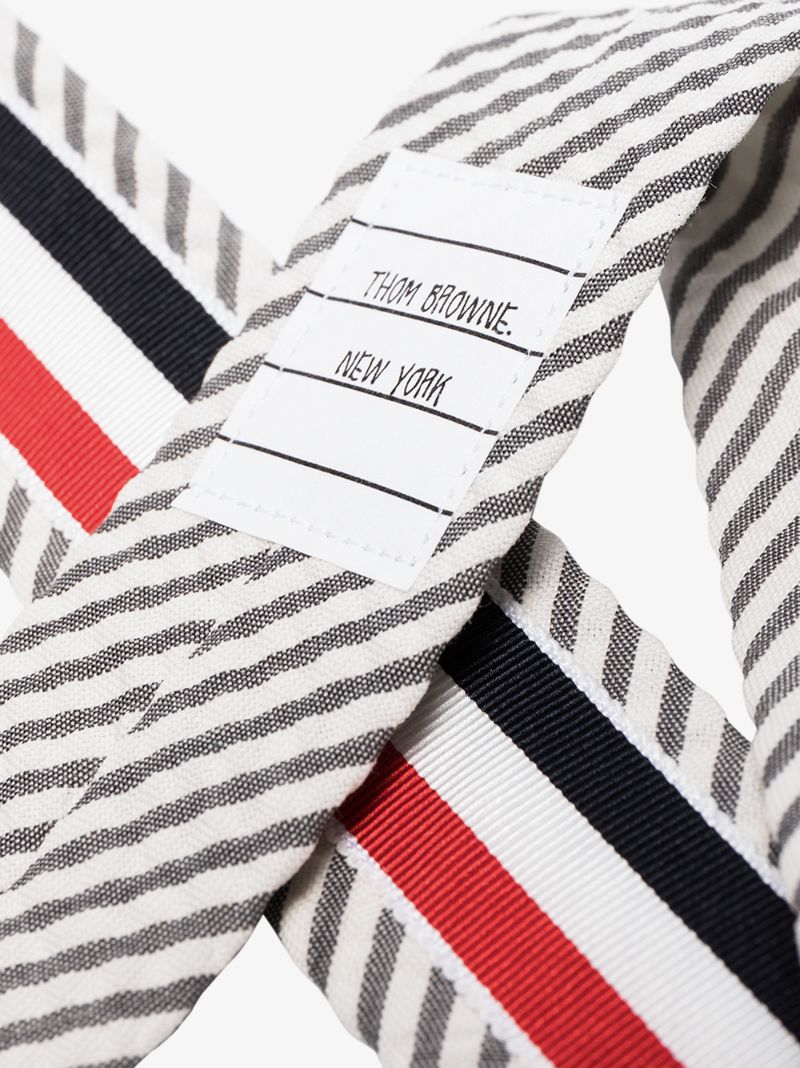 Grey and White Seersucker Striped Tie