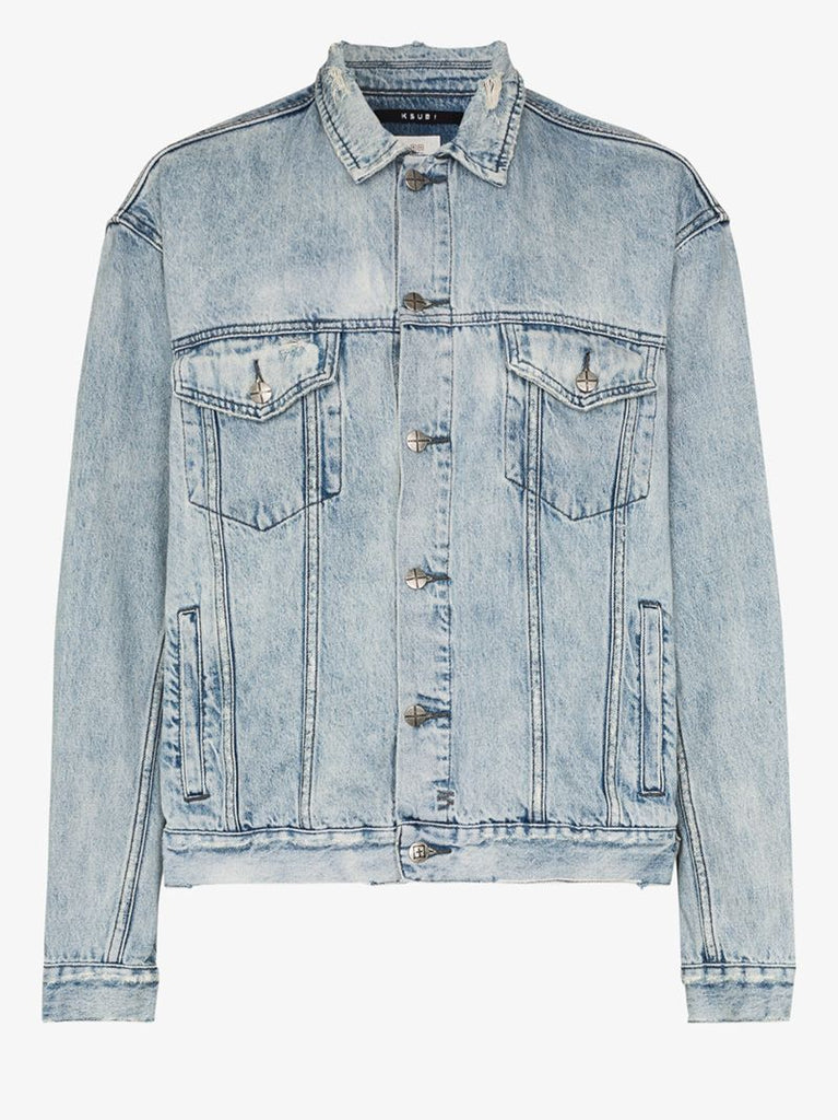Acid Wash Distressed Denim Jacket