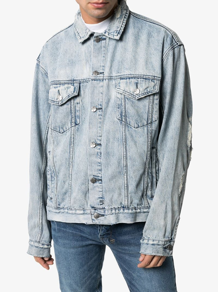 Acid Wash Distressed Denim Jacket