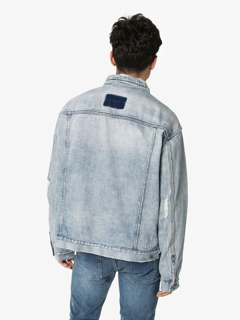 Acid Wash Distressed Denim Jacket
